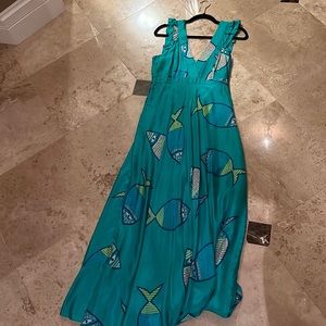 Silk dress with fish print! Perfect for an island wedding